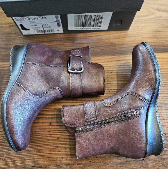 Ecco Finola Ankle Boot Chocolate Womens 5-5.5 - Picture 2 of 8